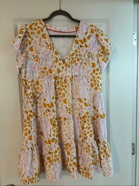 THML Floral Tiered Dress - Pink & Mustard